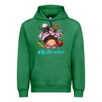 Emerald Best Teacher Messy Bun Bbs Urban Hoodie - BundleAndBundleShop