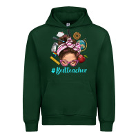 Forest Green Best Teacher Messy Bun Bbs Urban Hoodie - BundleAndBundleShop
