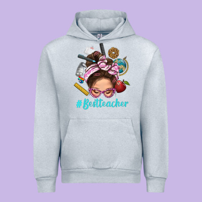 Best Teacher Messy Bun Bbs Urban Hoodie Designed By Bundleandbundleshop