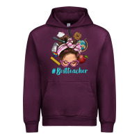 Mauve Wine Best Teacher Messy Bun Bbs Urban Hoodie - BundleAndBundleShop