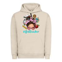 Pigment French Oak Best Teacher Messy Bun Bbs Urban Hoodie - BundleAndBundleShop
