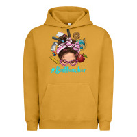 Pigment Peanut Butter Best Teacher Messy Bun Bbs Urban Hoodie - BundleAndBundleShop