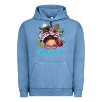 Pigment Pebble Blue Best Teacher Messy Bun Bbs Urban Hoodie - BundleAndBundleShop