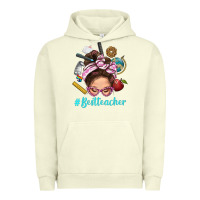 Pigment Pistachio Best Teacher Messy Bun Bbs Urban Hoodie - BundleAndBundleShop