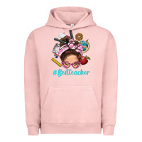 Pigment Salmon Best Teacher Messy Bun Bbs Urban Hoodie - BundleAndBundleShop