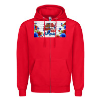 Floral 4th Of July Crew License Plate Zipper Hoodie | Teevron