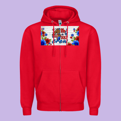 Floral 4th Of July Crew License Plate Zipper Hoodie Designed By Hra Design Shop