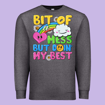 Bit Of A Mess But Doin My Best Premium Sweatshirt Designed By Nancycooperartshop