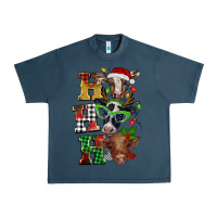 Midnight Navy Christmas ho ho ho cow Urban Heavy Tee - BarkalooDesign