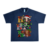Navy Christmas ho ho ho cow Urban Heavy Tee - BarkalooDesign