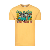 Vintage Mustard home is where  you park it Vintage Tee - texasbilliewilder