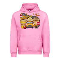 Fuchsia Pink School Bus Coffee And Star Bbs Urban Hoodie - BundleAndBundleShop