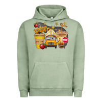 Pigment Oil Green School Bus Coffee And Star Bbs Urban Hoodie - BundleAndBundleShop