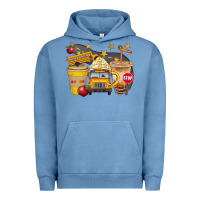 Pigment Pebble Blue School Bus Coffee And Star Bbs Urban Hoodie - BundleAndBundleShop