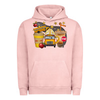 Pigment Salmon School Bus Coffee And Star Bbs Urban Hoodie - BundleAndBundleShop