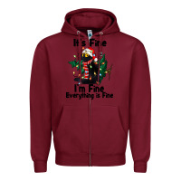 Burgundy It's Fine I'am Fine Everything Is Fine Zipper Hoodie - FaDigitalArtStudio