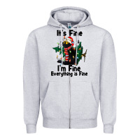 Heather Grey It's Fine I'am Fine Everything Is Fine Zipper Hoodie - FaDigitalArtStudio