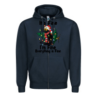 Navy It's Fine I'am Fine Everything Is Fine Zipper Hoodie - FaDigitalArtStudio