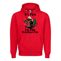 Red It's Fine I'am Fine Everything Is Fine Zipper Hoodie - FaDigitalArtStudio