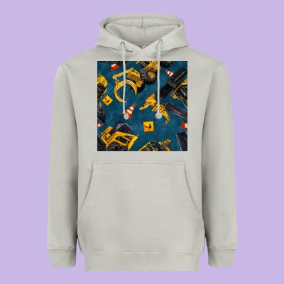 Construction Vehicles Seamless Pattern Heavyweight Hoodie Designed By Bundleandbundleshop