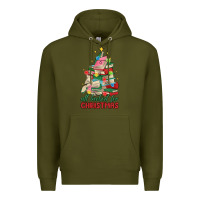 Army Green christmas book tree Premium Hoodie - MaliasSmallBusiness