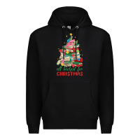Black christmas book tree Premium Hoodie - MaliasSmallBusiness
