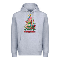Heather Grey christmas book tree Premium Hoodie - MaliasSmallBusiness