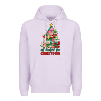 Lilac christmas book tree Premium Hoodie - MaliasSmallBusiness