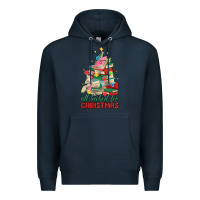 Navy christmas book tree Premium Hoodie - MaliasSmallBusiness