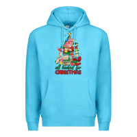 Ocean Blue christmas book tree Premium Hoodie - MaliasSmallBusiness