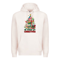 Pale Pink christmas book tree Premium Hoodie - MaliasSmallBusiness