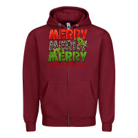 Burgundy Merry christmas Zipper Hoodie - FaDigitalArtStudio