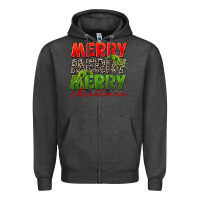 Charcoal Heather Merry christmas Zipper Hoodie - FaDigitalArtStudio
