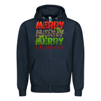 Navy Merry christmas Zipper Hoodie - FaDigitalArtStudio