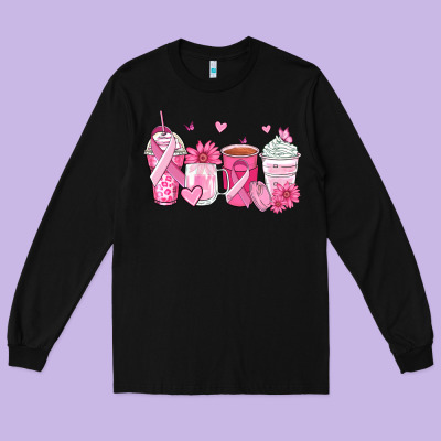 Breast Cancer Coffee Cups Long Sleeve Tee Designed By Zillion Design Studio