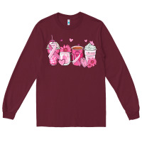 Burgundy breast cancer coffee cups Long Sleeve Tee - Zillion Design Studio