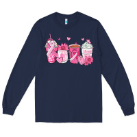 Navy breast cancer coffee cups Long Sleeve Tee - Zillion Design Studio
