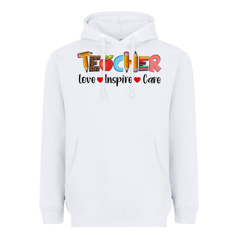 Teacher Love Inspıre Care Wıth  And Pen Heavyweight Hoodie by Artiststas | Teevron