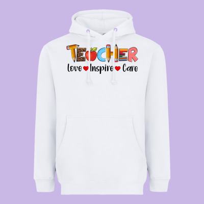 Teacher Love Inspıre Care Wıth  And Pen Heavyweight Hoodie Designed By Artiststas