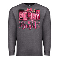 Charcoal Heather merry and bright pink Christmas Premium Sweatshirt - Jasminsmagicworld