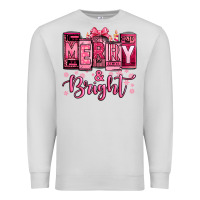 Merry And Bright Pink Christmas Premium Sweatshirt | Teevron