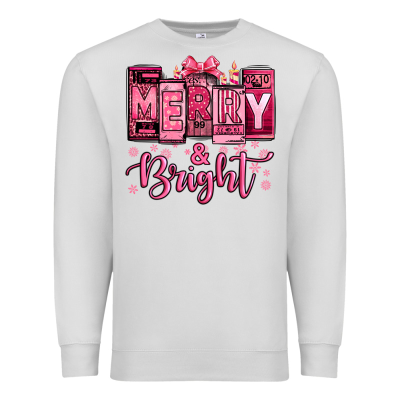 Merry And Bright Pink Christmas Premium Sweatshirt by Jasminsmagicworld | Teevron