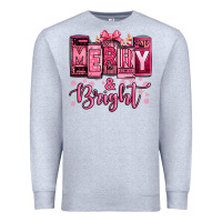 Heather Grey merry and bright pink Christmas Premium Sweatshirt - Jasminsmagicworld
