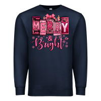 Navy merry and bright pink Christmas Premium Sweatshirt - Jasminsmagicworld
