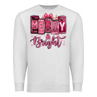 Oatmeal Heather merry and bright pink Christmas Premium Sweatshirt - Jasminsmagicworld