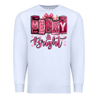 White merry and bright pink Christmas Premium Sweatshirt - Jasminsmagicworld