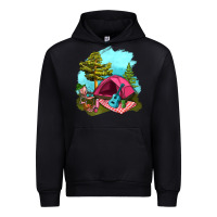 Black Glamping Camp And Pink Tent Urban Hoodie - BundleAndBundleShop
