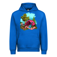 Cobalt Glamping Camp And Pink Tent Urban Hoodie - BundleAndBundleShop
