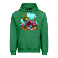 Emerald Glamping Camp And Pink Tent Urban Hoodie - BundleAndBundleShop