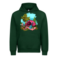 Forest Green Glamping Camp And Pink Tent Urban Hoodie - BundleAndBundleShop